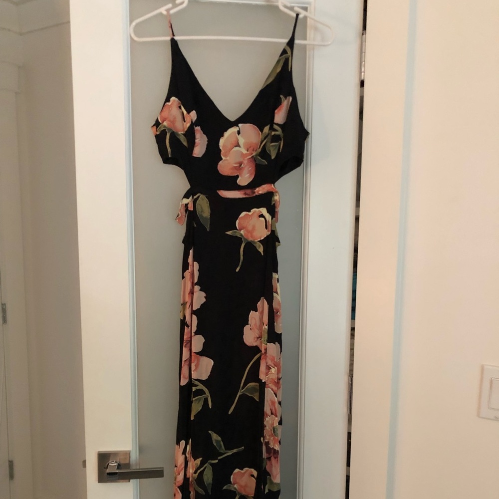 Open Side, Floral Maxi Dress